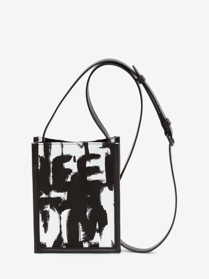 Fashion Alexander McQueen Men's in Graffiti Edge Mini Crossbody Bag Black/Off White