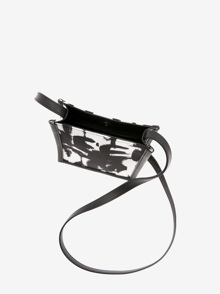 Fashion Alexander McQueen Men's in Graffiti Edge Mini Crossbody Bag Black/Off White