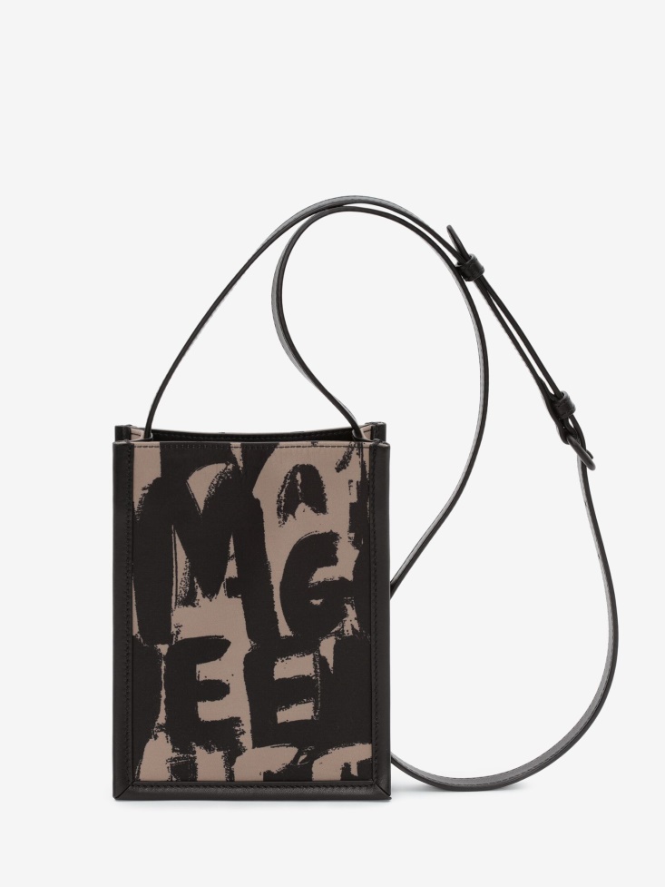 Men's in Graffiti Edge Mini Crossbody Bag Black/Beige Fashion Alexander McQueen