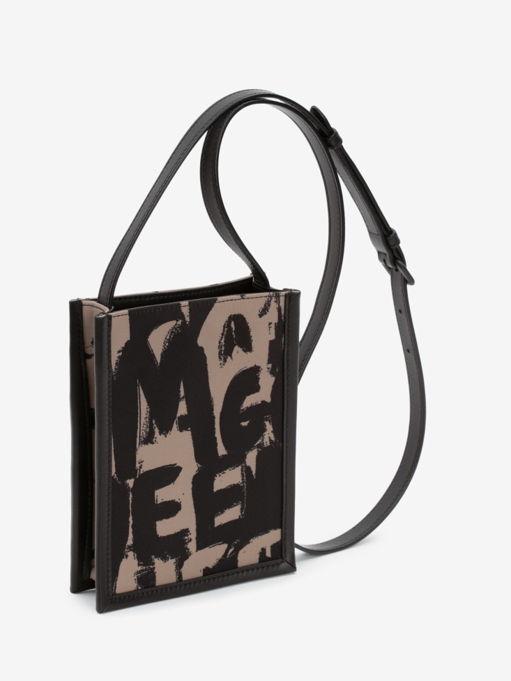 Men's in Graffiti Edge Mini Crossbody Bag Black/Beige Fashion Alexander McQueen