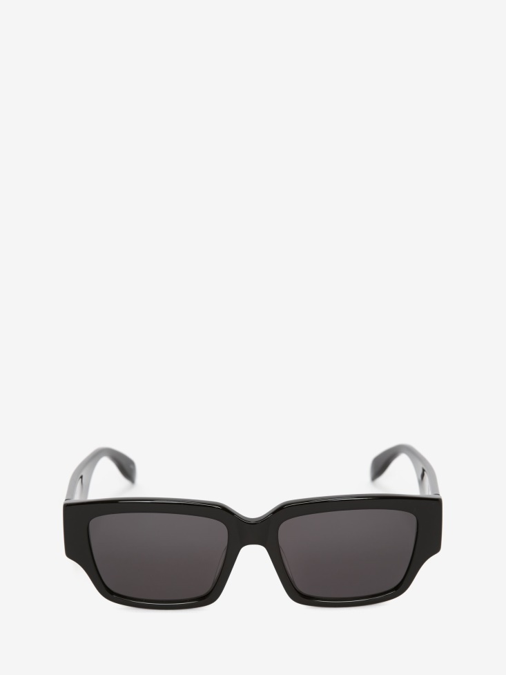 Black/Red Men's in Graffiti Rectangular Sunglasses Fashion Alexander McQueen