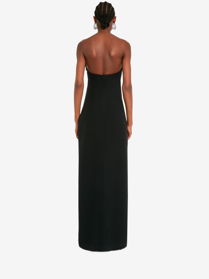 Women's Mycelium Embroidery Evening Dress Fashion Alexander McQueen Black