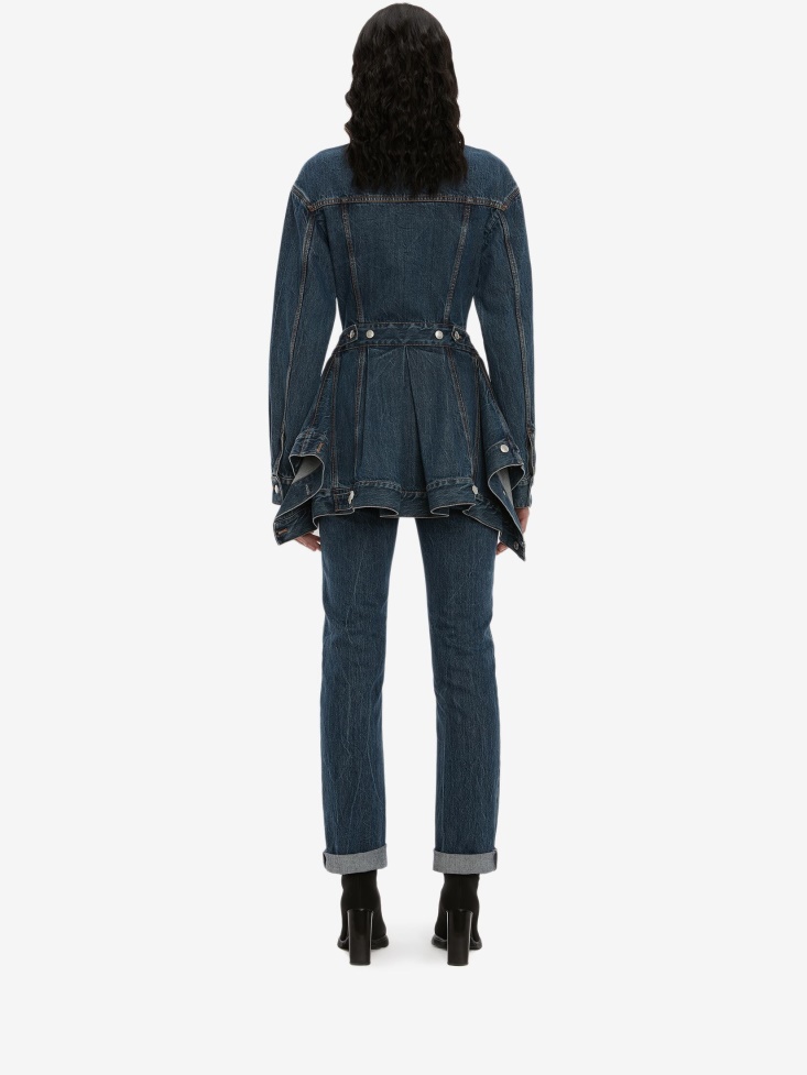Washed Blue Fashion Alexander McQueen Women's Slim Boyfriend Denim Trouser