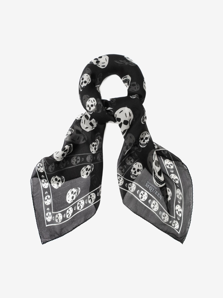 Fashion Alexander McQueen Black Women's Classic Silk Skull Scarf