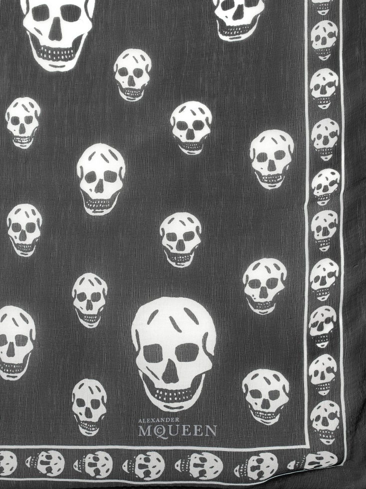 Fashion Alexander McQueen Black Women's Classic Silk Skull Scarf