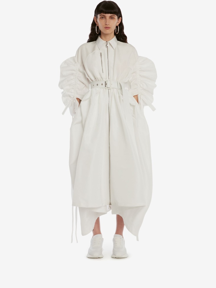 Fashion Alexander McQueen Optical White Women's Polyfaille Parachute Shirt Dress
