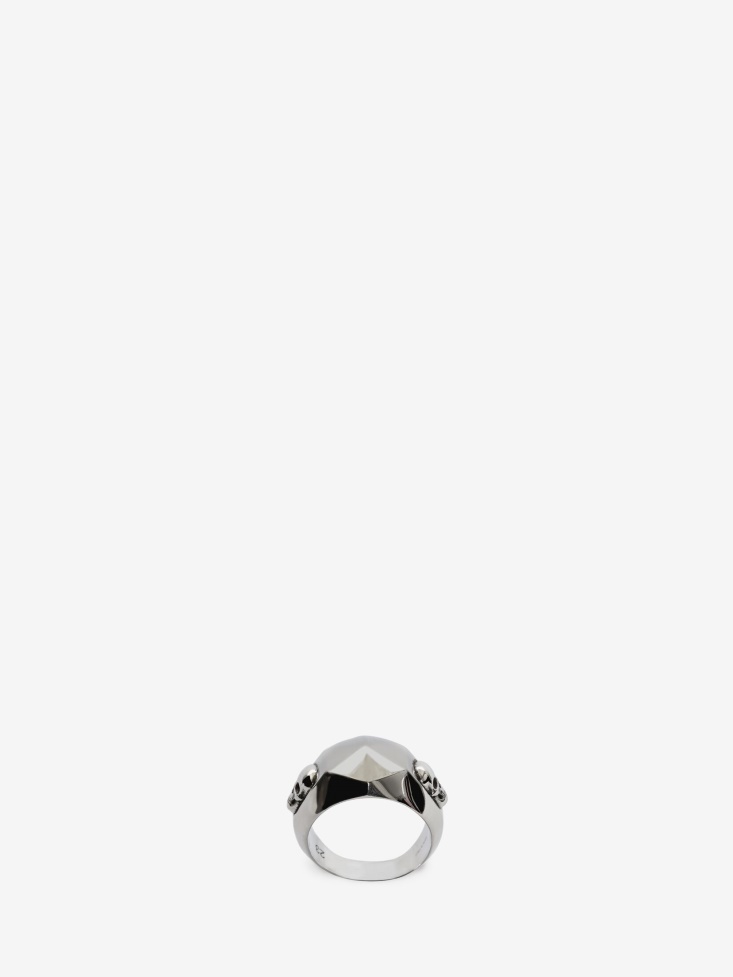 Men's Skull And Stud Ring Antique Silver Fashion Alexander McQueen