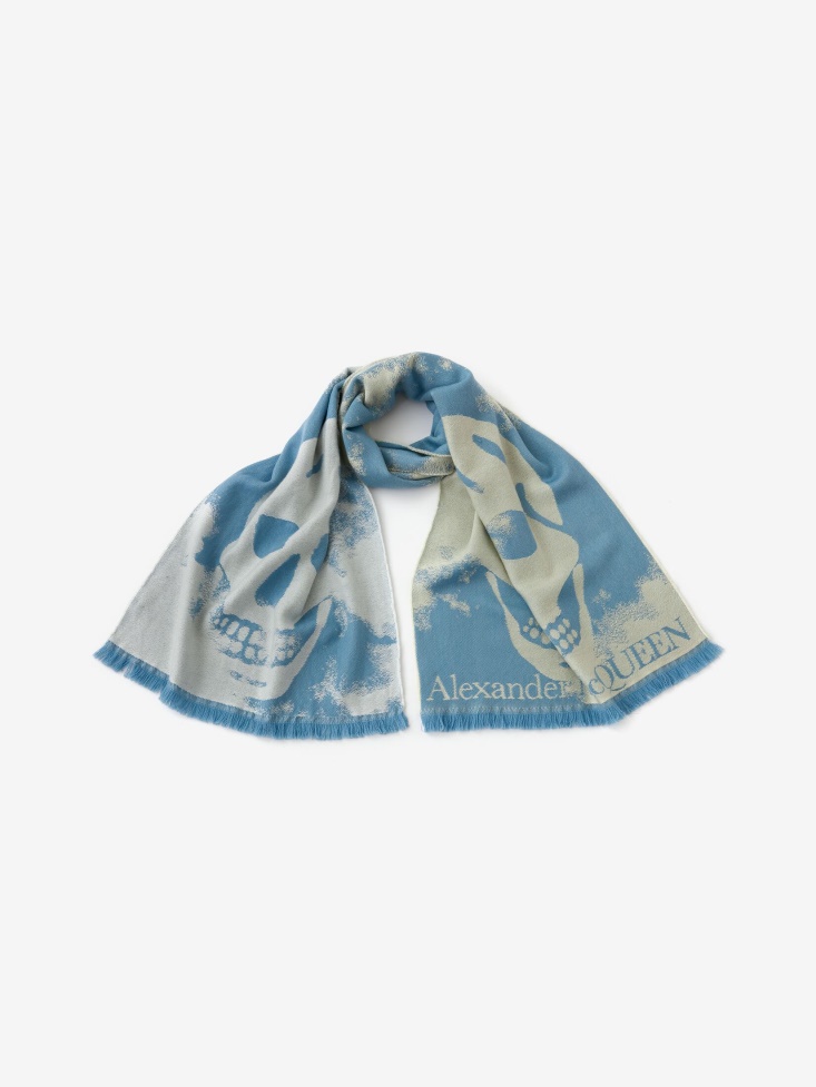 Blue/Yellow Fashion Alexander McQueen Women's Daybreak Skull Scarf
