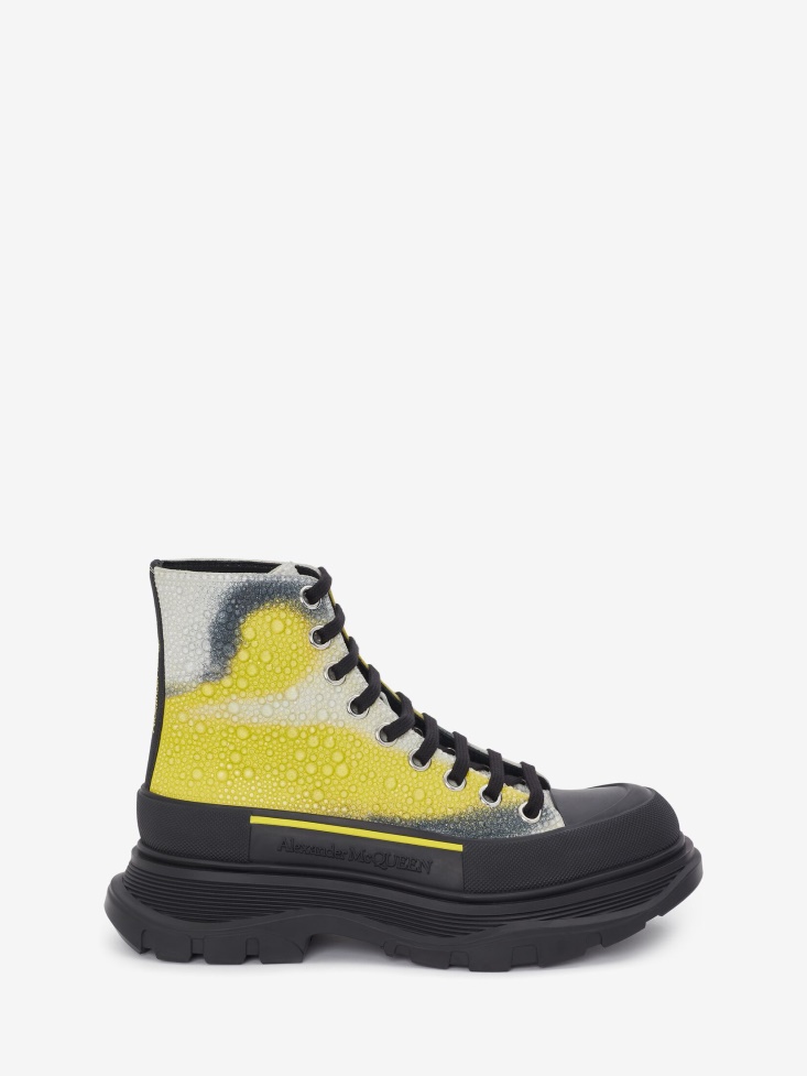 Fashion Alexander McQueen Women's Tread Slick Boot White/Yellow/Black
