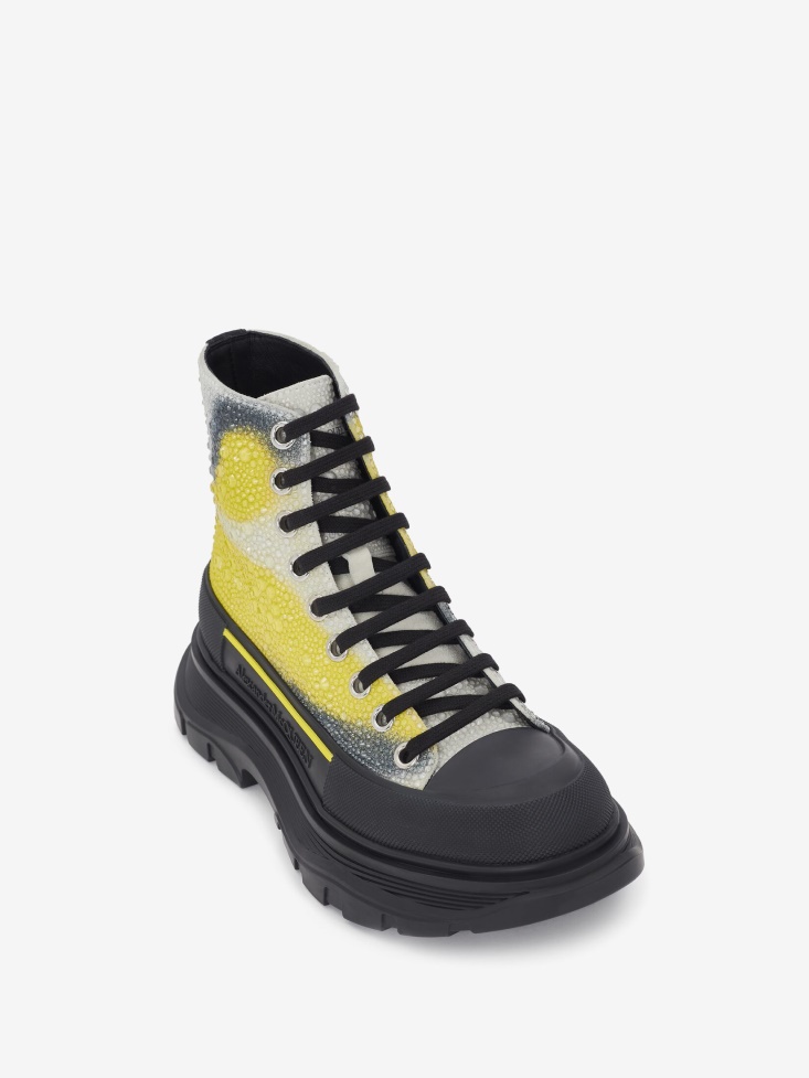 Fashion Alexander McQueen Women's Tread Slick Boot White/Yellow/Black