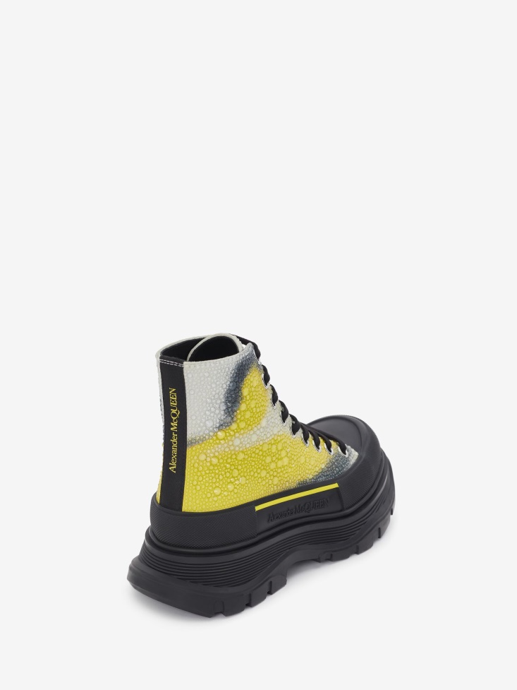 Fashion Alexander McQueen Women's Tread Slick Boot White/Yellow/Black