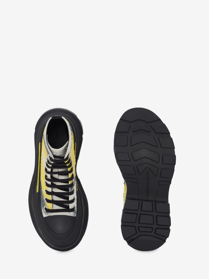 Fashion Alexander McQueen Women's Tread Slick Boot White/Yellow/Black