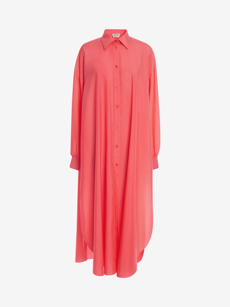 Women's Cocoon Sleeve Shirt Dress Neon Pink Fashion Alexander McQueen