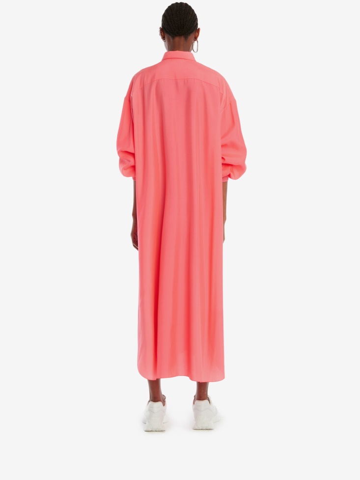 Women's Cocoon Sleeve Shirt Dress Neon Pink Fashion Alexander McQueen