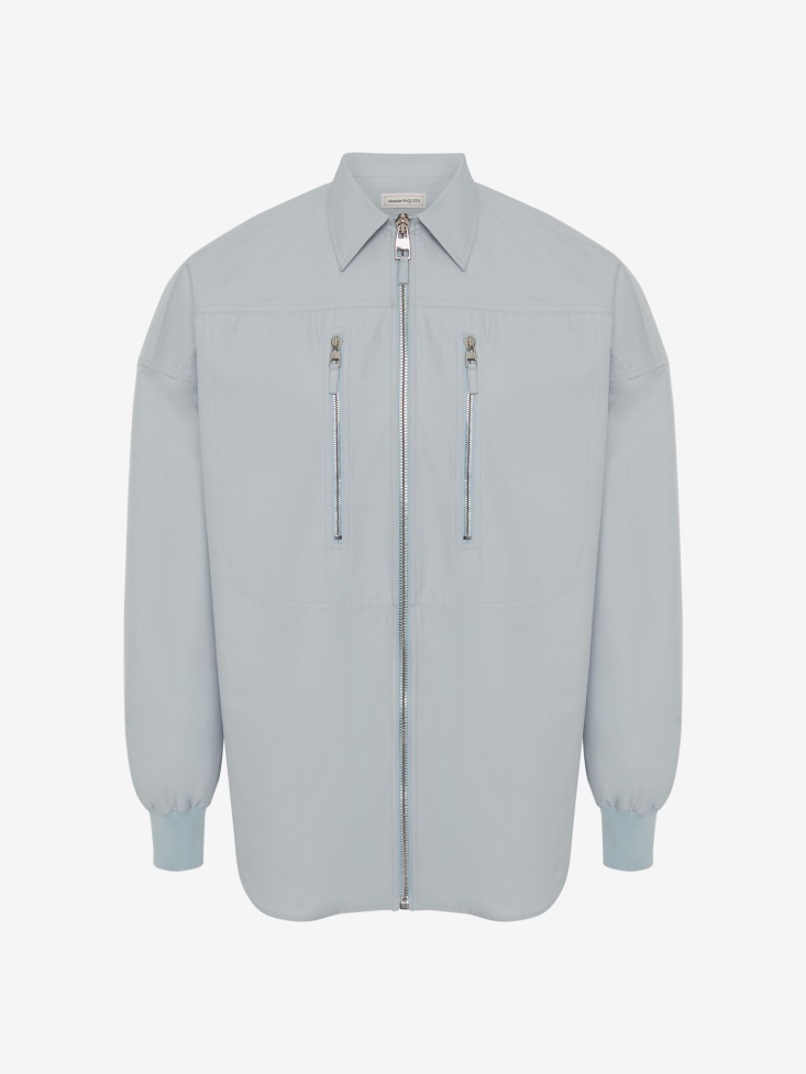 Paradise Blue Men's Zip Detail Shirt Fashion Alexander McQueen