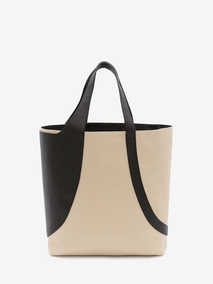 Black/Beige Fashion Alexander McQueen Men's Medium Harness Tote Bag