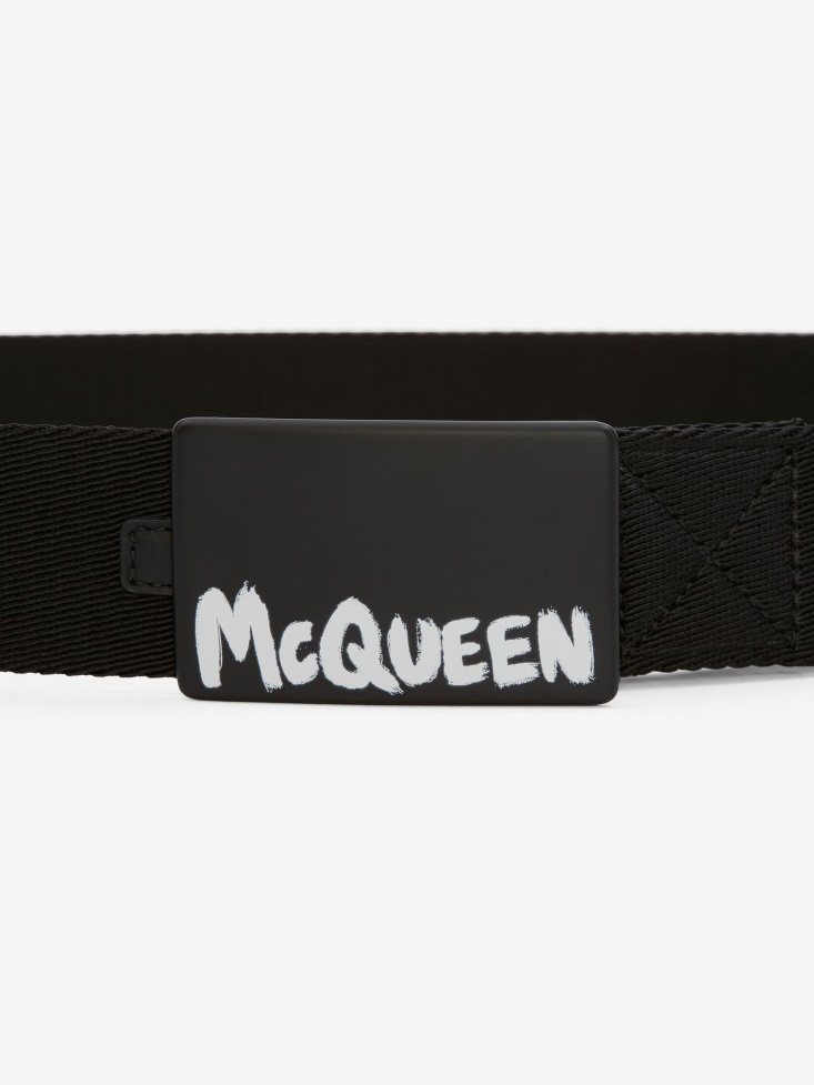Black Fashion Alexander McQueen Men's in Graffiti Belt