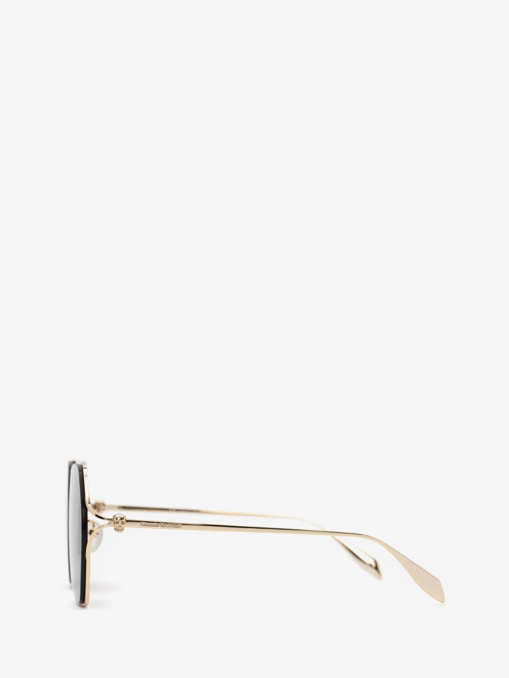 Gold Women's Skull Hinge Geometrical Sunglasses Fashion Alexander McQueen
