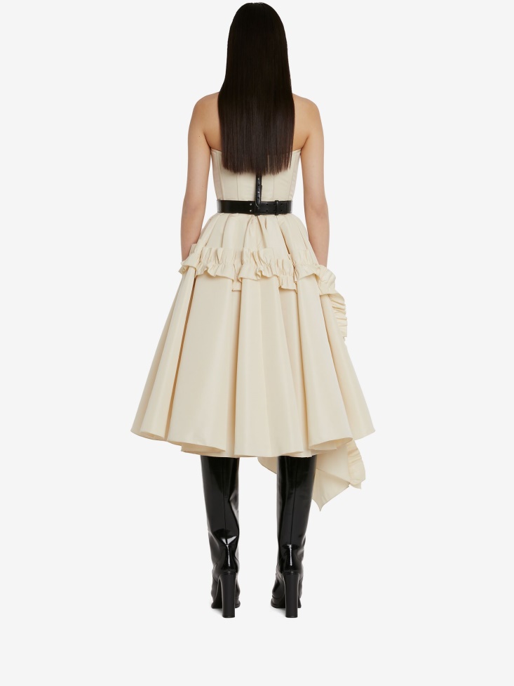 Women's Asymmetric Bustier Midi Dress Calico Fashion Alexander McQueen