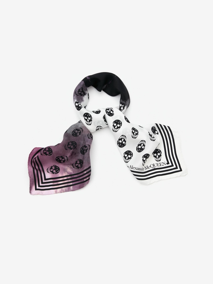Fashion Alexander McQueen Women's Watercolour Graffiti Biker Foulard Ivory/Black