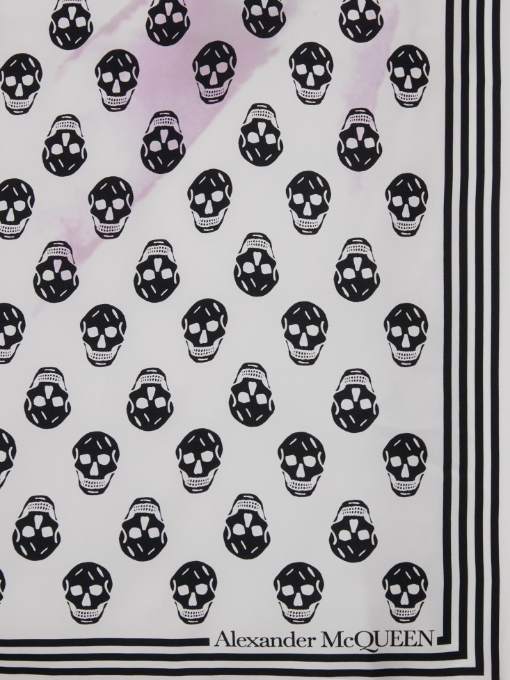 Fashion Alexander McQueen Women's Watercolour Graffiti Biker Foulard Ivory/Black