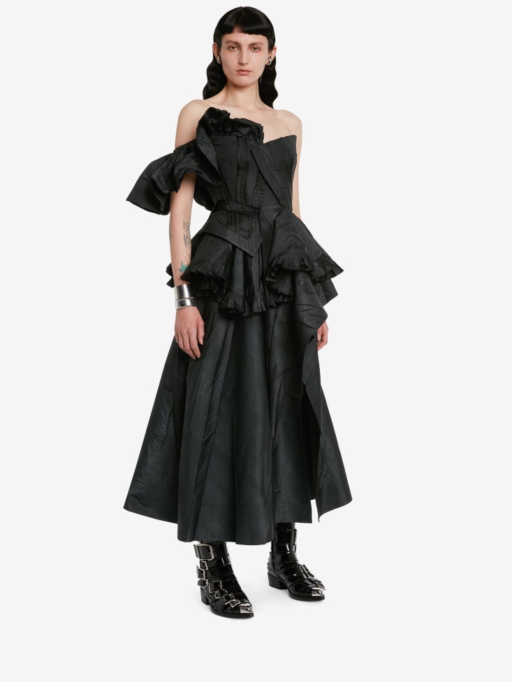Fashion Alexander McQueen Women's Deconstructed Corset Dress Black