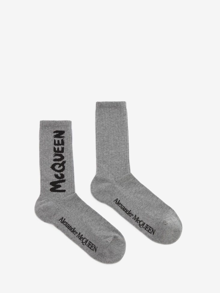 Men's in Graffiti Socks Graphite/Black Fashion Alexander McQueen
