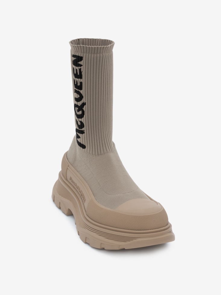 Beige Men's in Graffiti Knit Tread Slick Boot Fashion Alexander McQueen