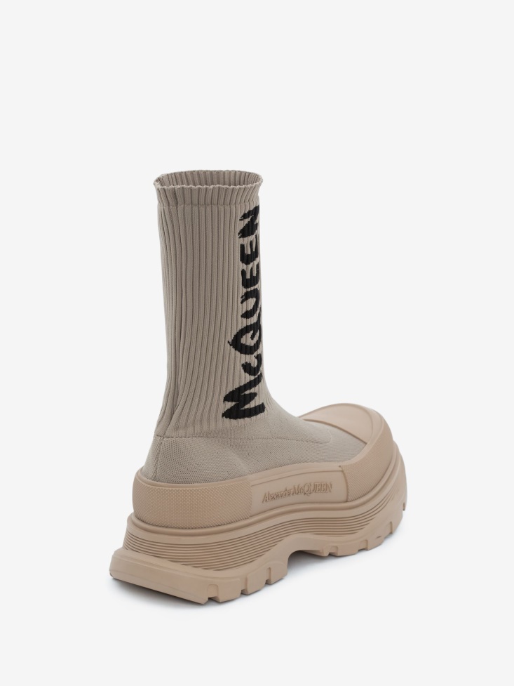 Beige Men's in Graffiti Knit Tread Slick Boot Fashion Alexander McQueen