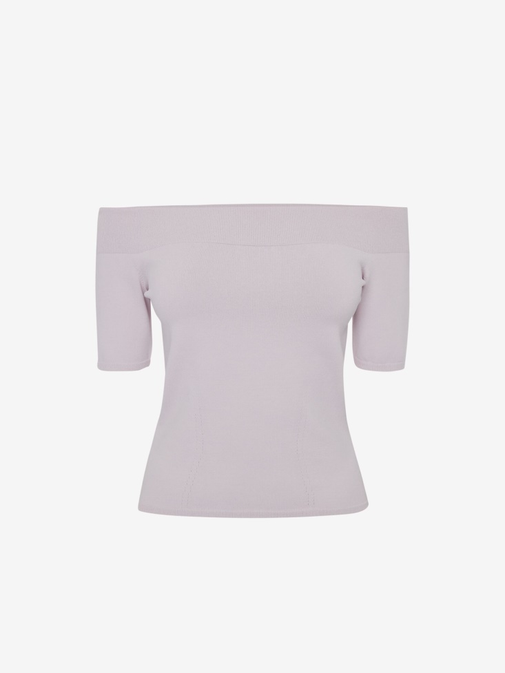 Women's Off-The-Shoulder Knit Top Porcelain Fashion Alexander McQueen