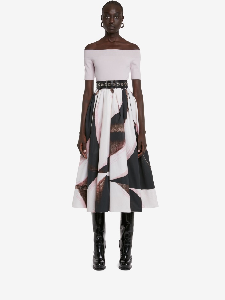 Women's Off-The-Shoulder Knit Top Porcelain Fashion Alexander McQueen