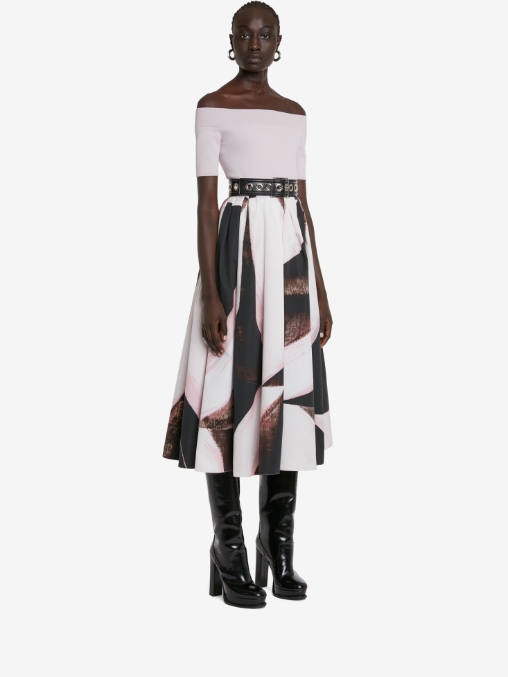 Women's Off-The-Shoulder Knit Top Porcelain Fashion Alexander McQueen