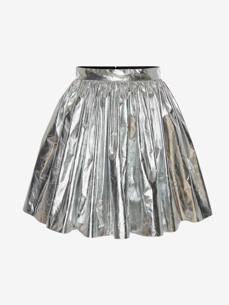 Fashion Alexander McQueen Women's Gathered Mini Skirt Silver