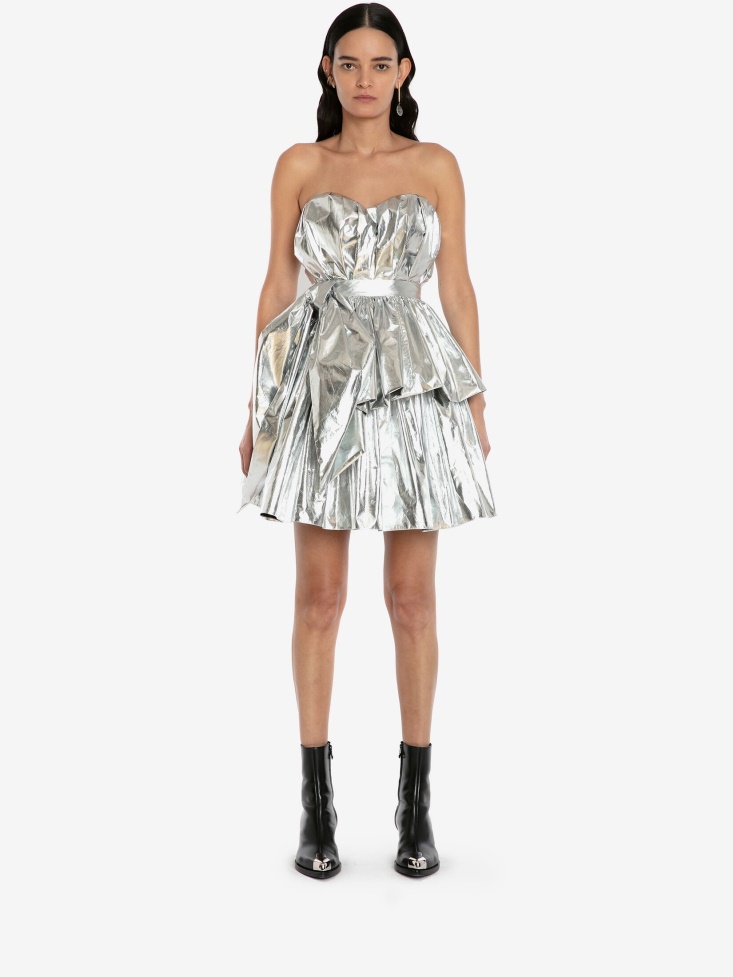 Fashion Alexander McQueen Women's Gathered Mini Skirt Silver