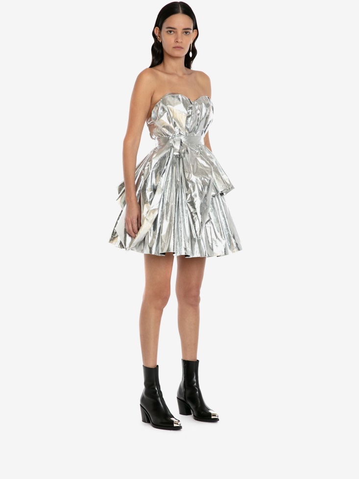 Fashion Alexander McQueen Women's Gathered Mini Skirt Silver