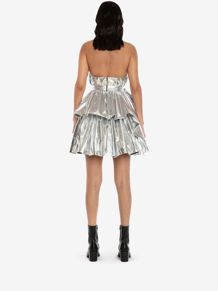 Fashion Alexander McQueen Women's Gathered Mini Skirt Silver