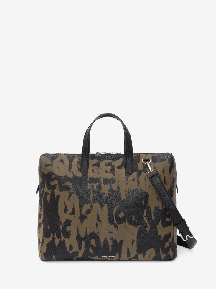 Men's The Sharp Tote Bag Black/Beige Fashion Alexander McQueen
