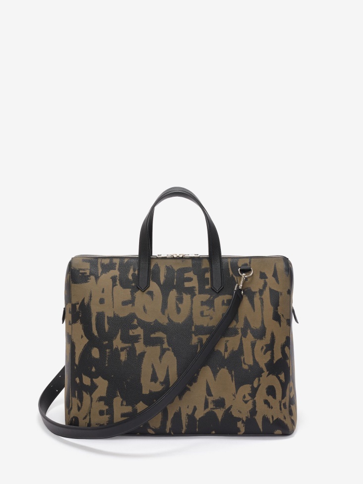 Men's The Sharp Tote Bag Black/Beige Fashion Alexander McQueen