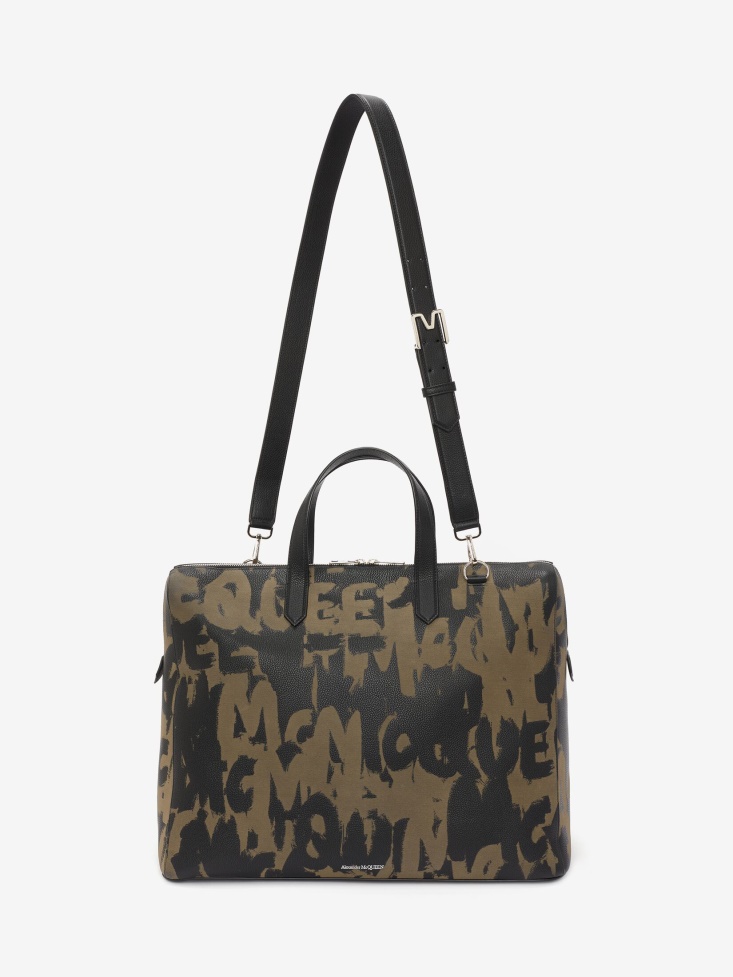 Men's The Sharp Tote Bag Black/Beige Fashion Alexander McQueen