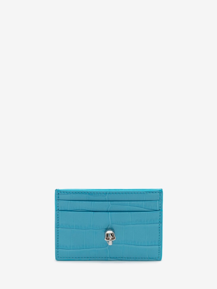 Fashion Alexander McQueen Women's Skull Card Holder Cerulean