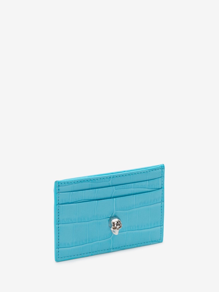 Fashion Alexander McQueen Women's Skull Card Holder Cerulean