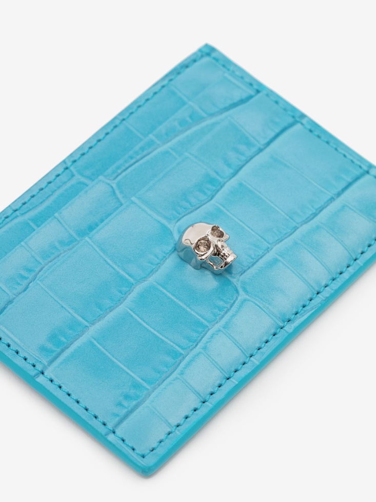 Fashion Alexander McQueen Women's Skull Card Holder Cerulean