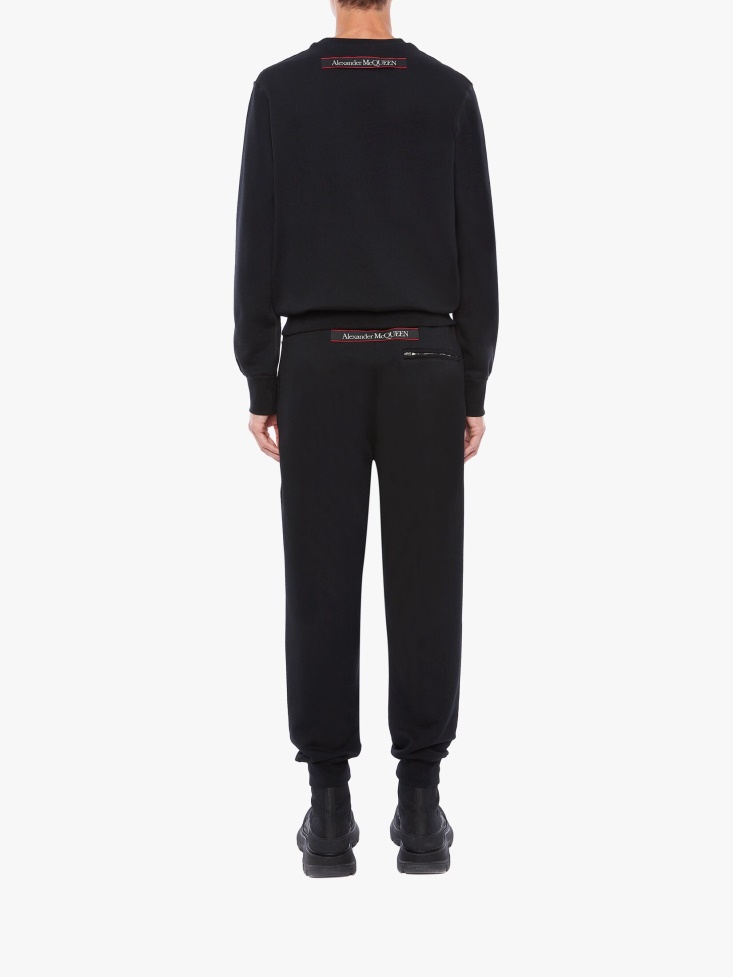 Men's Selvedge Logo Tape Detail Sweatshirt Black Fashion Alexander McQueen