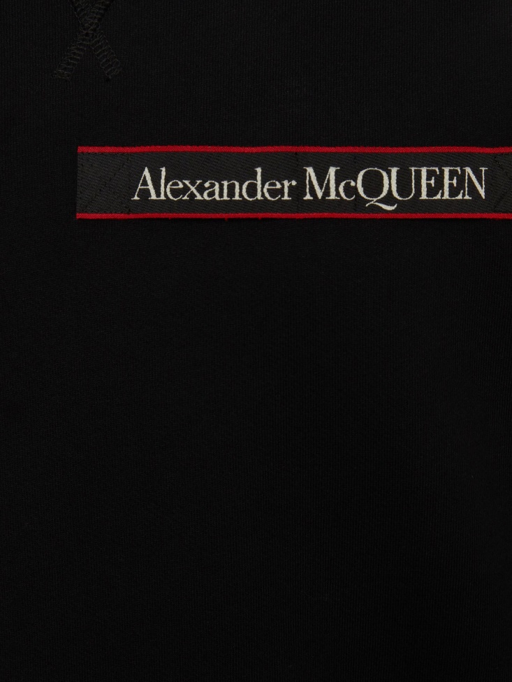 Men's Selvedge Logo Tape Detail Sweatshirt Black Fashion Alexander McQueen