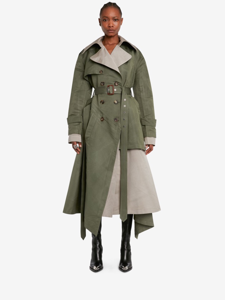 Khaki/Stone Fashion Alexander McQueen Women's Deconstructed Trench Coat