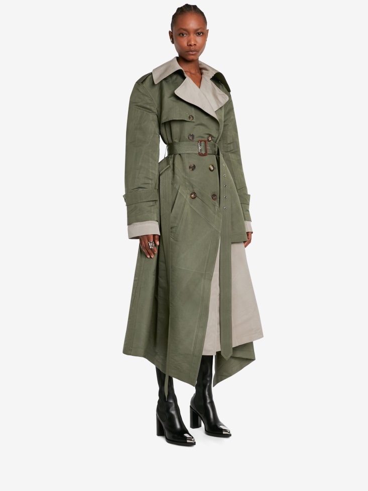 Khaki/Stone Fashion Alexander McQueen Women's Deconstructed Trench Coat