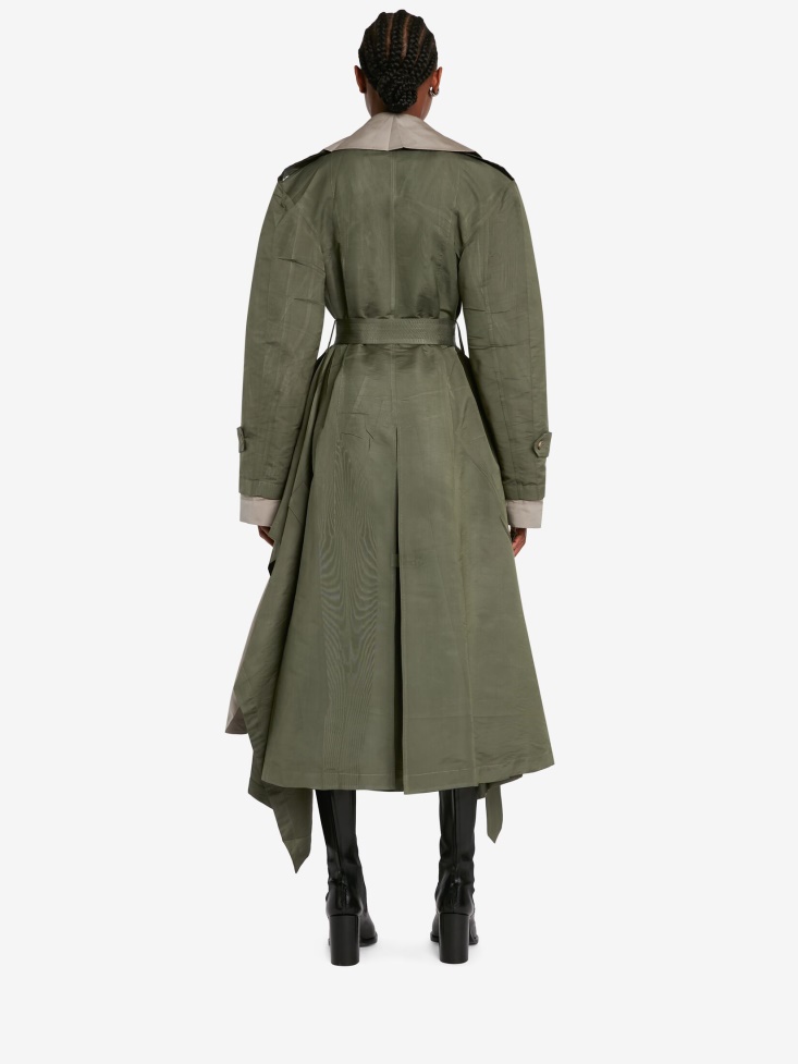 Khaki/Stone Fashion Alexander McQueen Women's Deconstructed Trench Coat