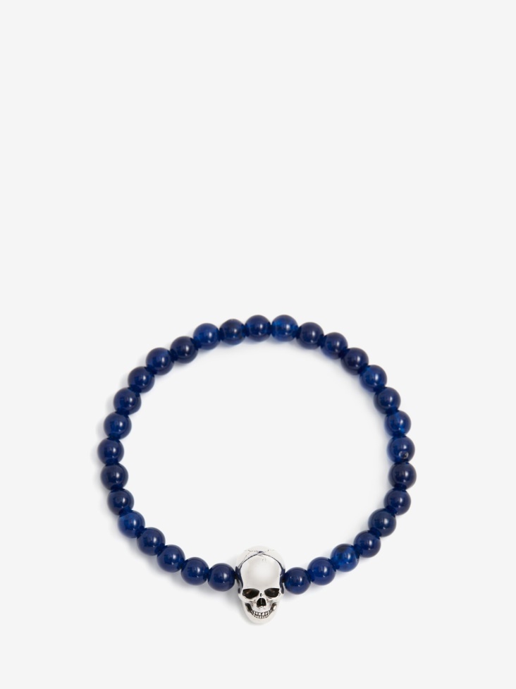 Men's Skull Beaded Bracelet Fashion Alexander McQueen Electric Blue
