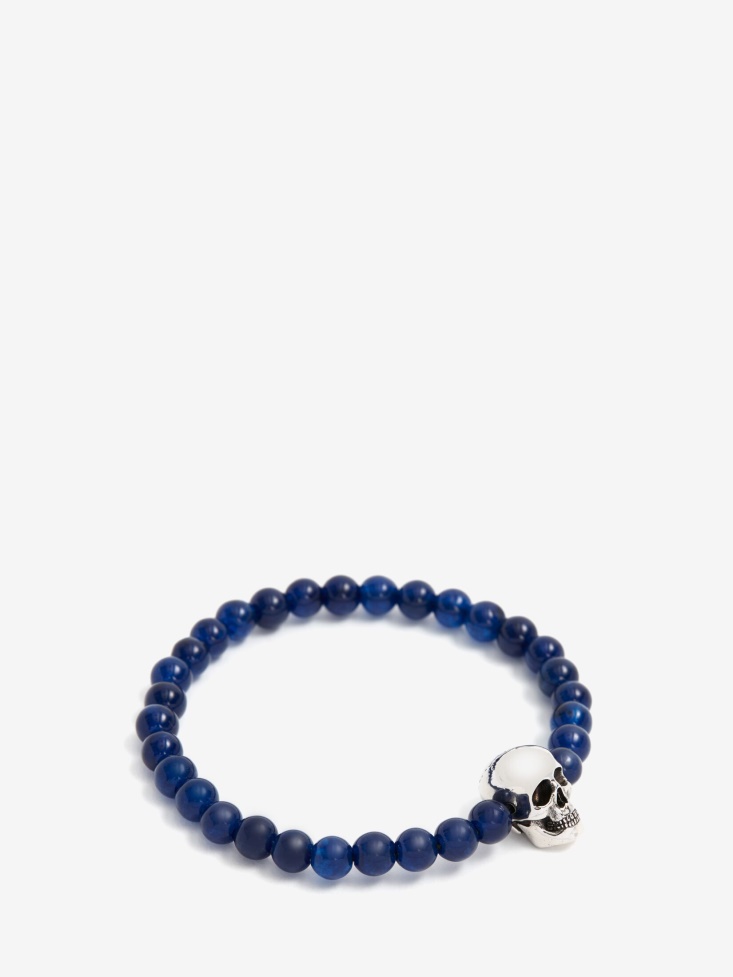 Men's Skull Beaded Bracelet Fashion Alexander McQueen Electric Blue