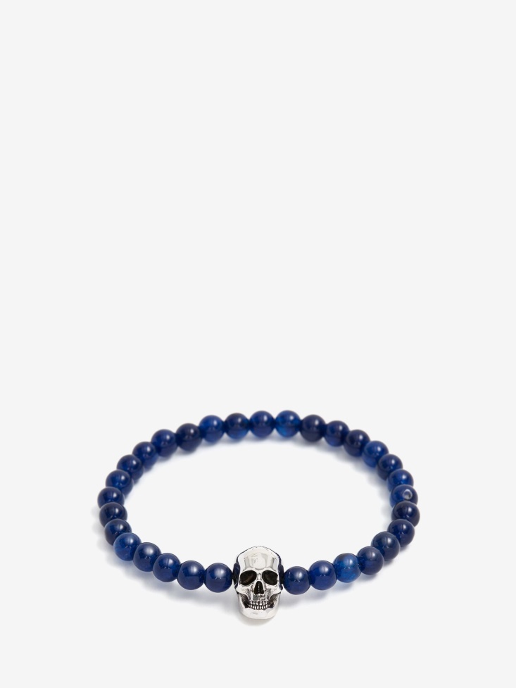 Men's Skull Beaded Bracelet Fashion Alexander McQueen Electric Blue